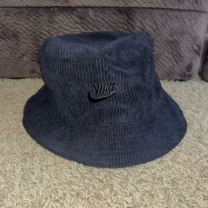 Nike Black Corduroy Bucket Hat with Embroidered Logo
